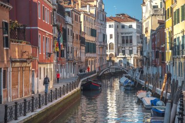 Venedik 'teki su kanalları. İtalya