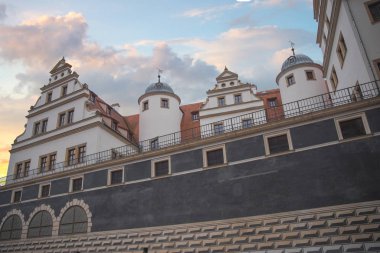 Almanya 'da Dresden. Yeniden inşa edilmiş eski şehrin mimarisi.