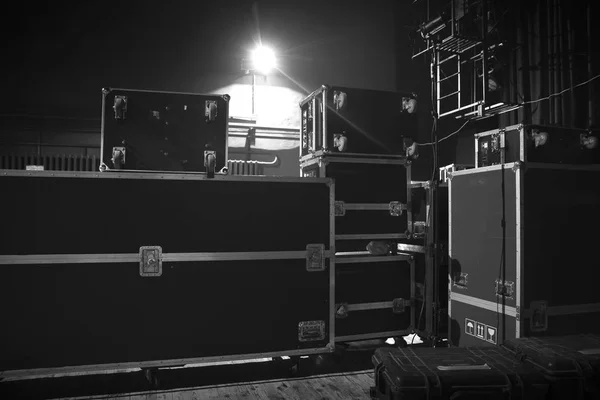 Preparation Concert Equipment Boxes — Stock Photo, Image