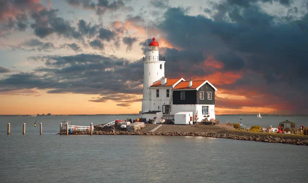 Lighthouse in the Dutch old village — Stock Photo, Image