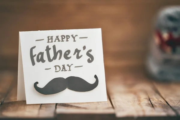 Happy Father Day Postcard Background Wooden Table — Stock Photo, Image