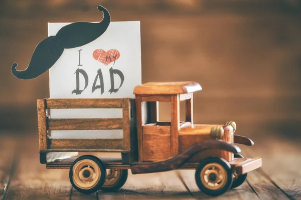 Mutlu Babalar Günü Kartpostal Ahşap Masa Arka Plan Üzerinde — Stok fotoğraf
