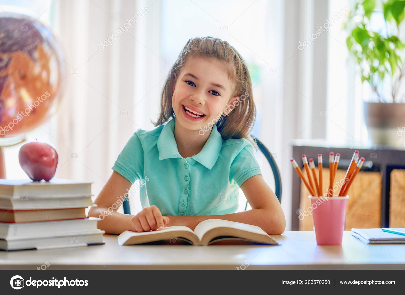 Images Industrious Child Back School Happy Cute Industrious