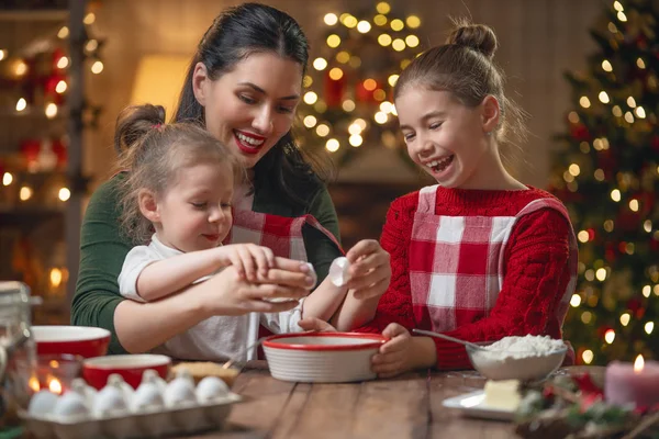 Vrolijk Kerstfeest Fijne Feestdagen Familie Voorbereiding Vakantie Voedsel Moeder Dochter — Stockfoto