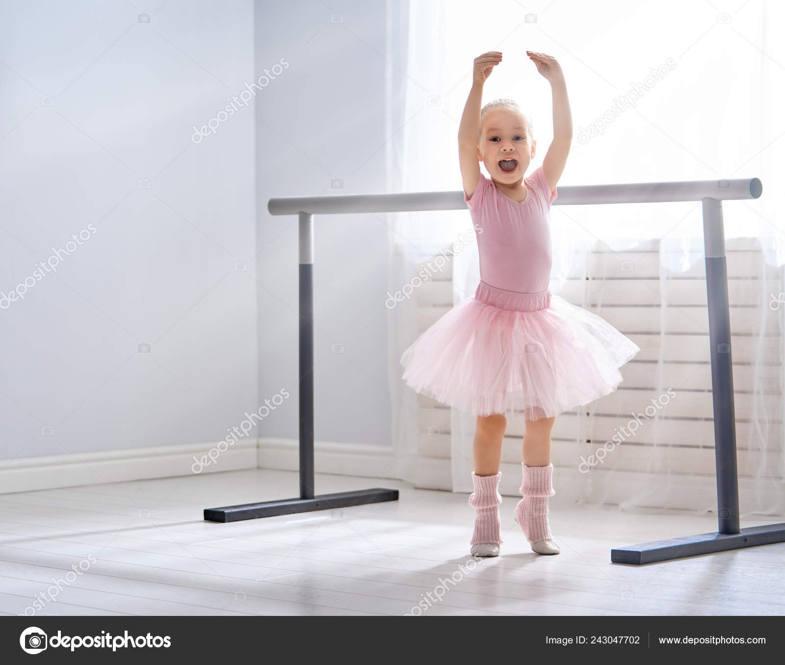 Cute Girl Dreams Becoming Ballerina Child Girl Stock by ©choreograph 243047702