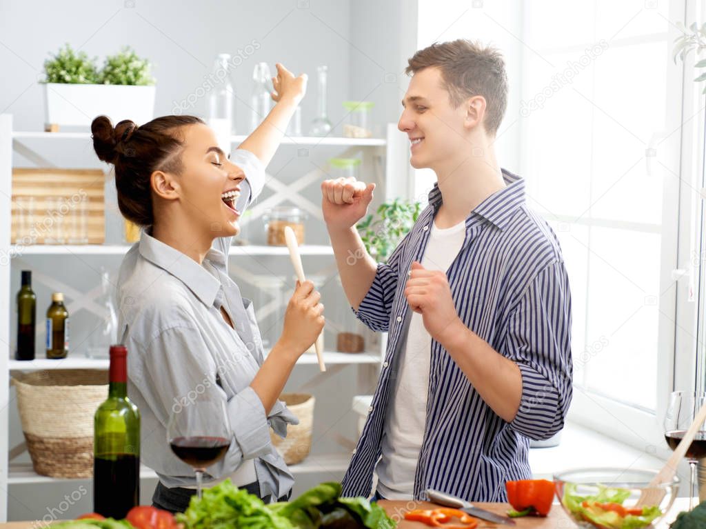 loving couple is preparing the proper meal