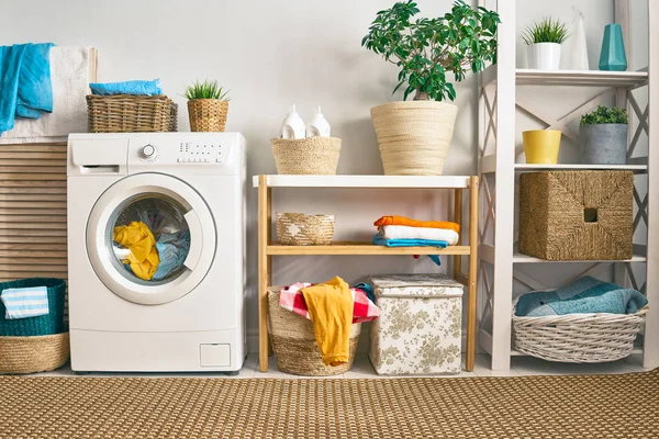 Laundry room with a washing machine — Stock Photo, Image