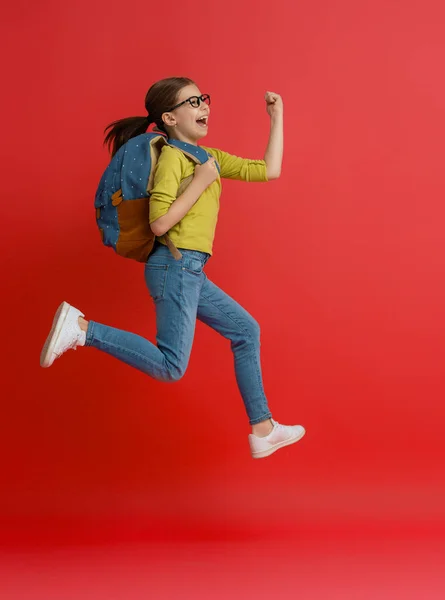 Volta Escola Tempo Feliz Criança Trabalhadora Bonito Fundo Parede Papel — Fotografia de Stock