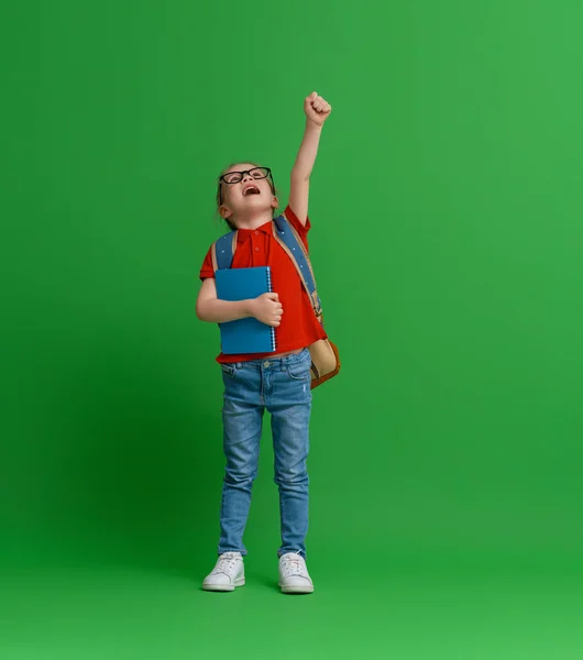 Retourner École Passer Bon Temps Mignon Enfant Industrieux Sur Fond — Photo