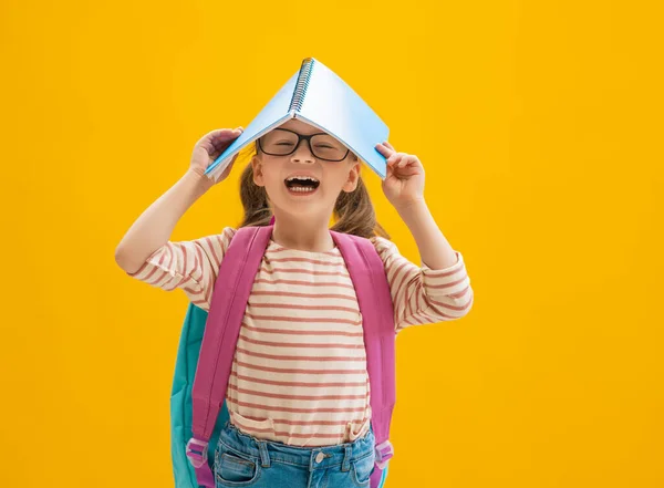 Volta Escola Tempo Feliz Criança Trabalhadora Bonito Fundo Parede Papel — Fotografia de Stock