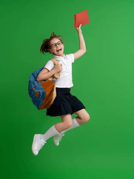 Retourner École Passer Bon Temps Mignon Enfant Industrieux Sur Fond — Photo