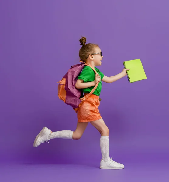 Terug Naar School Gelukkige Tijd Schattig Ijverig Kind Kleur Papier — Stockfoto