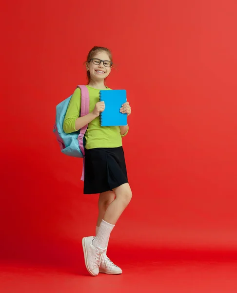 Terug Naar School Gelukkige Tijd Schattig Ijverig Kind Kleur Papier — Stockfoto