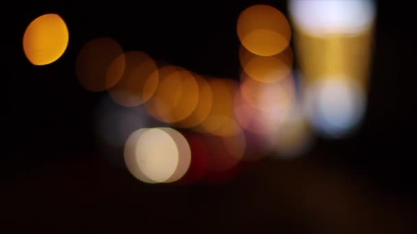 Lumières Ville Nocturnes Fond Bokeh Feux Voiture Déconcentrés Bokeh Coloré — Video