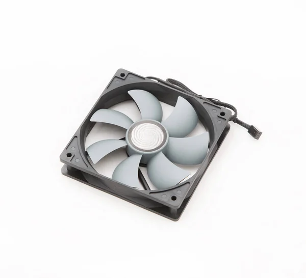 Grey computer fan for cooling on white background — Stock Photo, Image