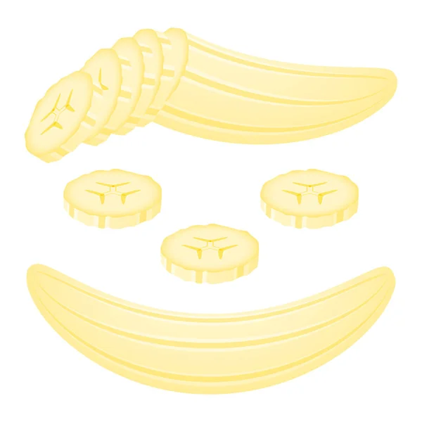 Fatias de banana isoladas em branco — Vetor de Stock