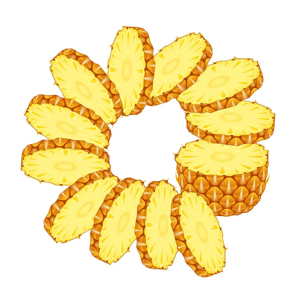 Ananas affettato con anelli Vettoriale Stock