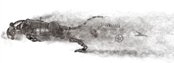 Steampunk Predator Beyaz Arka Plan Üzerinde Eski Oto Yedek Parça — Stok fotoğraf