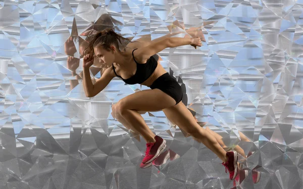 Sprinter Kobieta Pozostawiając Zaczynając Wybuchające Start — Zdjęcie stockowe