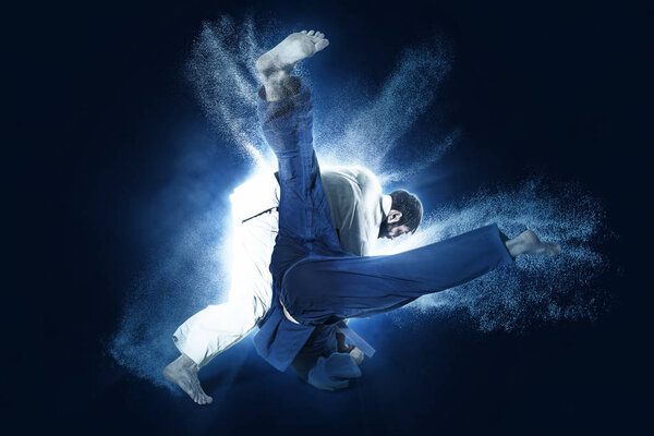 Battle of two fighters judo sports judo competitions