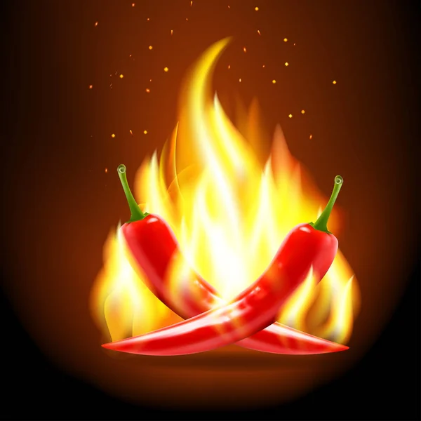 Burning Chili Peppers — Stock Vector