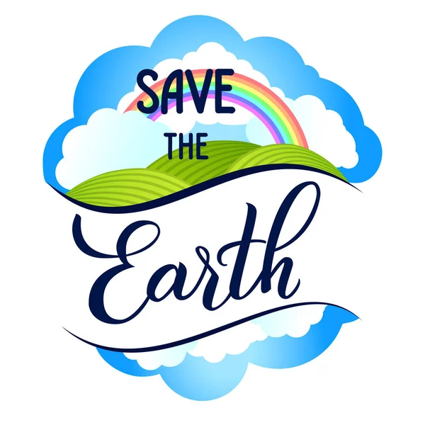 Save the Earth lettering design. — Stock Vector