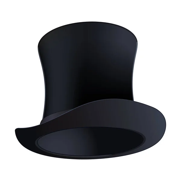 Black Top Hat Isolated White Background Vector Illustration Icon Poster Stock Vector