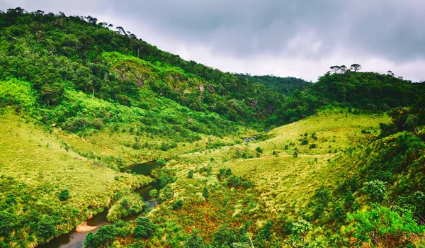 Hermosa Vista Las Llanuras Horton Paisaje Montaña Sri Lanka Panorama —  Fotos de Stock