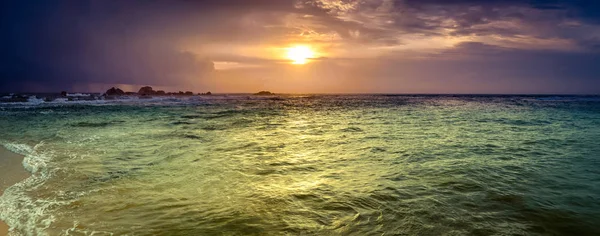 Solnedgång Över Havet Fantastiska Landskap Sri Lanka Panorama — Stockfoto