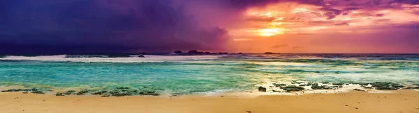 Захід Сонця Над Морем Дивовижний Ландшафт Панорама Шрі Ланки — стокове фото