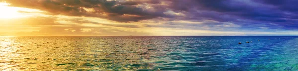 Seaview Solnedgången Fantastiska Landskap Mauritius Panorama — Stockfoto