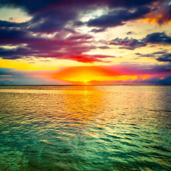 Vista Para Mar Pôr Sol Paisagem Incrível Maurício — Fotografia de Stock