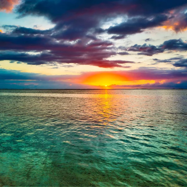 Vista Para Mar Pôr Sol Paisagem Incrível Maurício — Fotografia de Stock