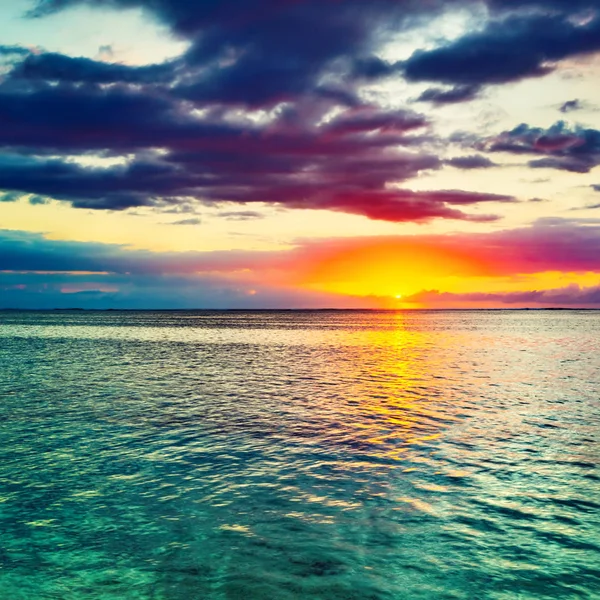 Výhled Moře Při Západu Slunce Úžasné Krajiny Mauricius — Stock fotografie