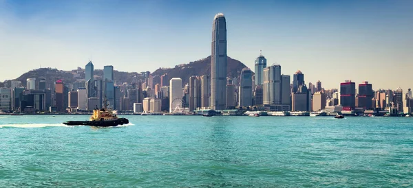 Hong Kong Şehrinin Panoramik Görünümü Manzarası Panorama — Stok fotoğraf