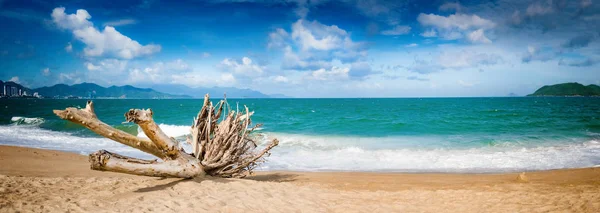 Vista Panorâmica Praia Nha Trang Dia Ensolarado Bela Paisagem Tropical — Fotografia de Stock