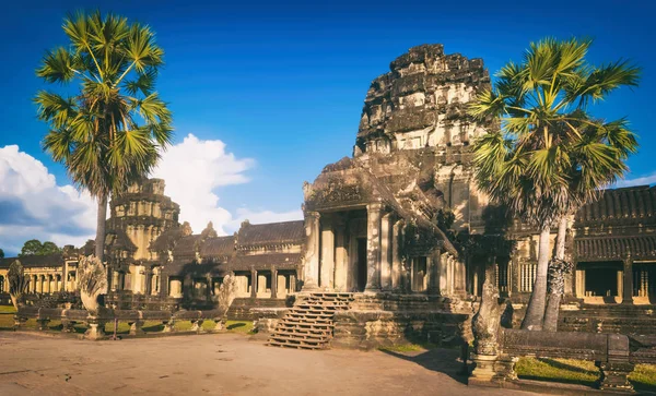 Angkor Wat Tempel Bij Zonsondergang Siem Oogst Cambodja Panorama — Stockfoto