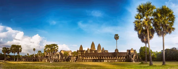 Templo Angkor Wat Pôr Sol Siem Reap Camboja Panorama — Fotografia de Stock