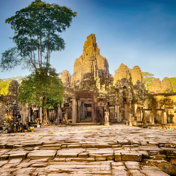 Templo Bayon Angkor Thom Hora Manhã Siem Reap Camboja — Fotografia de Stock