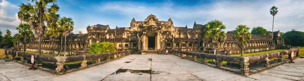 Świątyni Angkor Wat Zachodzie Słońca Siem Reap Kambodża Panoramy — Zdjęcie stockowe