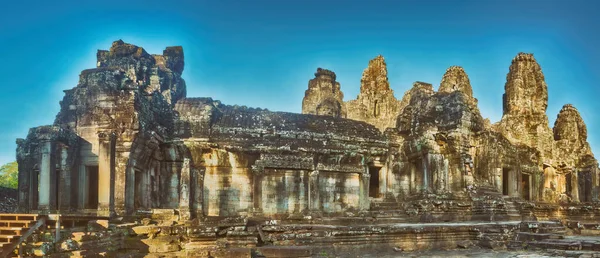Bayon Temple Angkor Thom Morning Time Siem Reap Cambodia Panorama — Stock Photo, Image