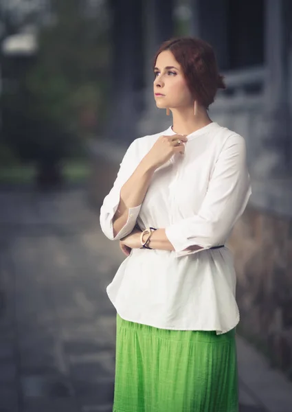 Portrait Une Belle Femme Plein Air — Photo