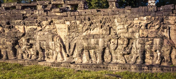 Bajorrelieve Terraza Los Elefantes Complejo Del Templo Angkor Thom Siem — Foto de Stock