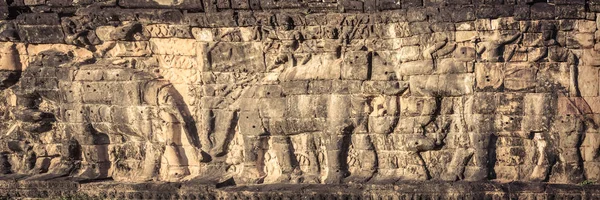 Féldombormű Terasz Elefántok Angkor Thom Temple Complex Siem Reap Kambodzsa — Stock Fotó