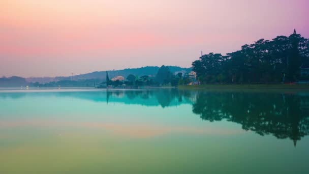 Vista Incrível Lago Xuan Huong Hora Crepúsculo Dalat Vietnã — Vídeo de Stock