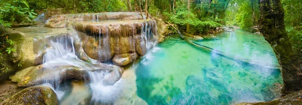 Beautiful waterfall at Erawan national park, Thailand. Panorama — Stock Photo, Image
