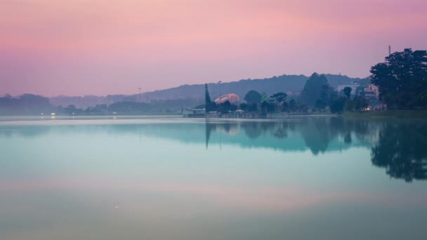 Amazing View Xuan Huong Lake Sunrise Time Dalat Vietnam Timelapse — Stock Video