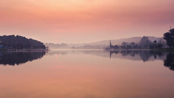 Amazing View Xuan Huong Lake Sunrise Time Dalat Vietnam Timelapse — Stock Video