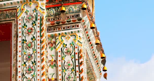 Cloches Sonnant Sur Tour Wat Arun Temple Bouddhiste Célèbre Dans — Video