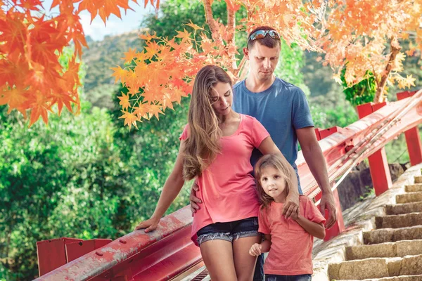 Outdoor portrait of a beautiful family — Stock Photo, Image